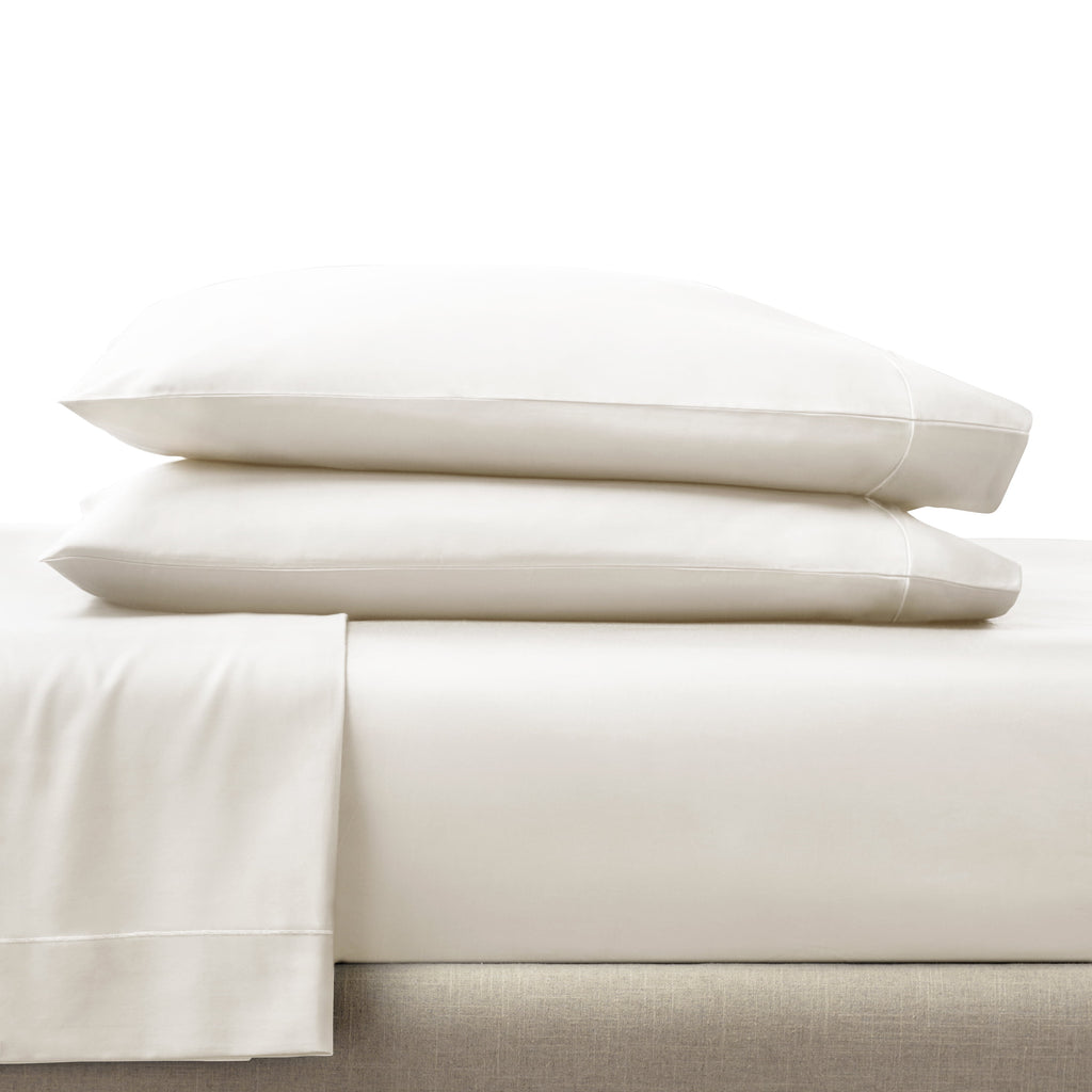 Wrinkle-Resistant 4-Piece 400 Thread Count Vanilla Dream Performance Bed Sheet Set, King - Breathable Egyptian Cotton Flat & Fitted Sheets Detail