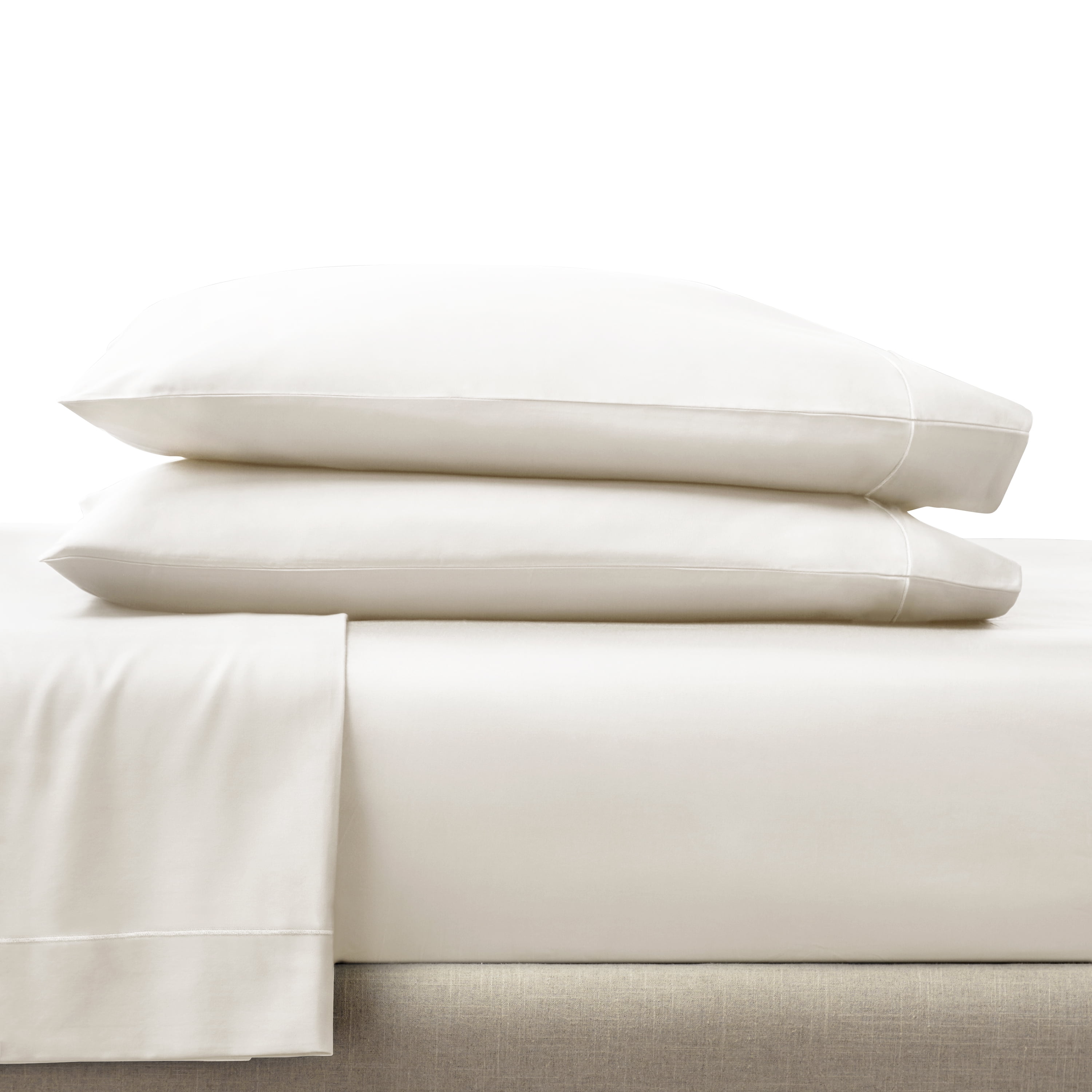 Wrinkle-Resistant 4-Piece 400 Thread Count Vanilla Dream Performance Bed Sheet Set, King - Breathable Egyptian Cotton Flat & Fitted Sheets Detail