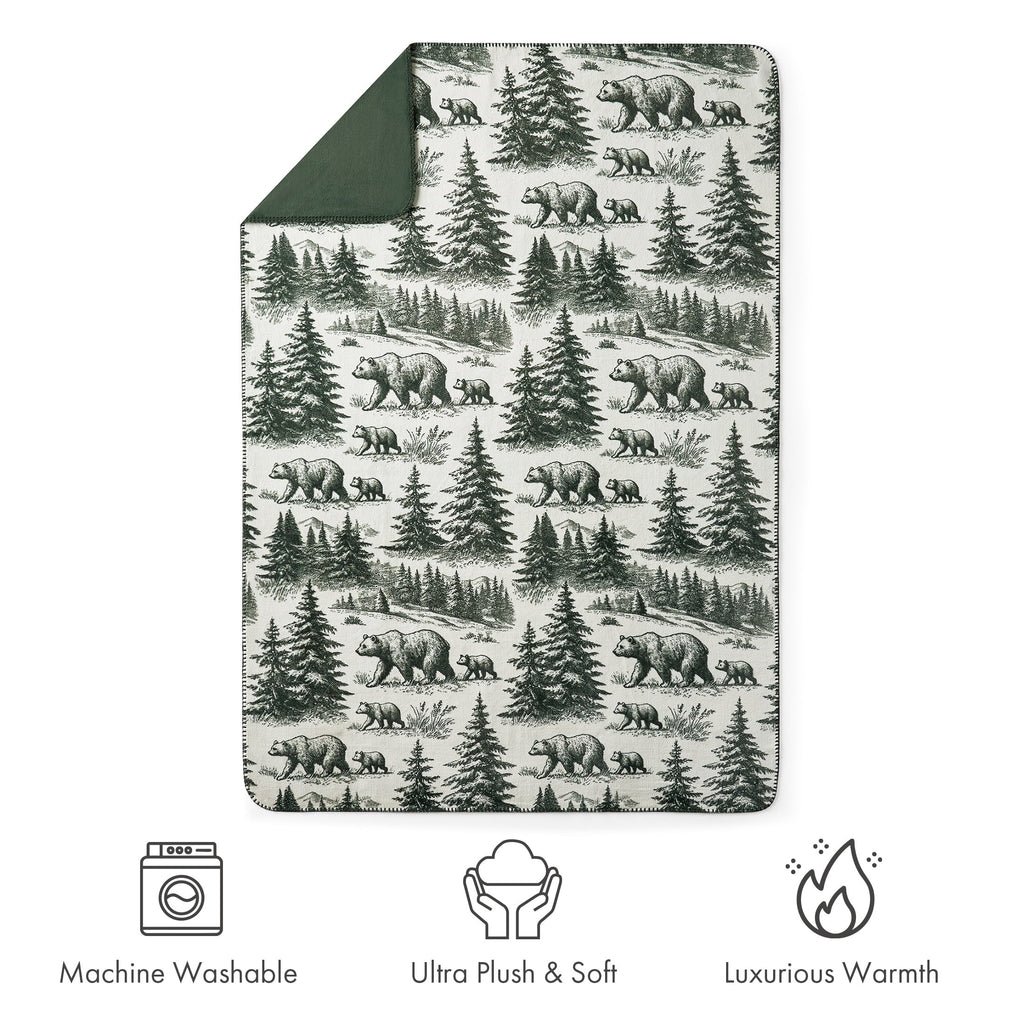 Super Soft Flannel Plush Oversized Throw Blanket for Couch or Bed, Soft Flannel Fleece, Green Pine Trees, 50"x72" - Super Soft Reversible Sherpa Flannel Blanket Detail