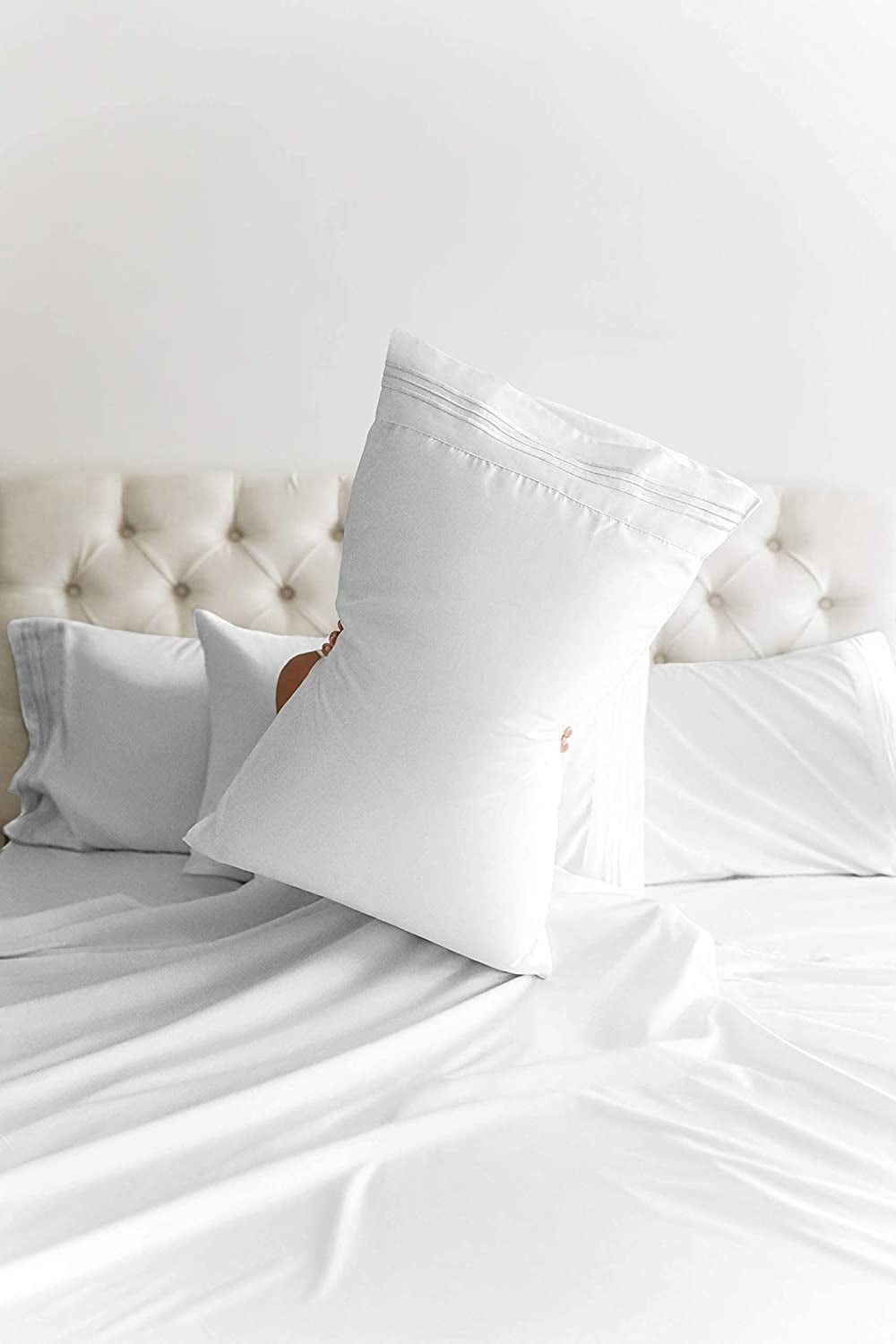 Wrinkle-Resistant 6-Piece Breathable and Cooling Sheet Set With Extra Matching Pillowcases - King Size Bed Sheets Fits 8"-16... - Cooling Hotel Quality Bedding Sheets and Pillowcases Detail