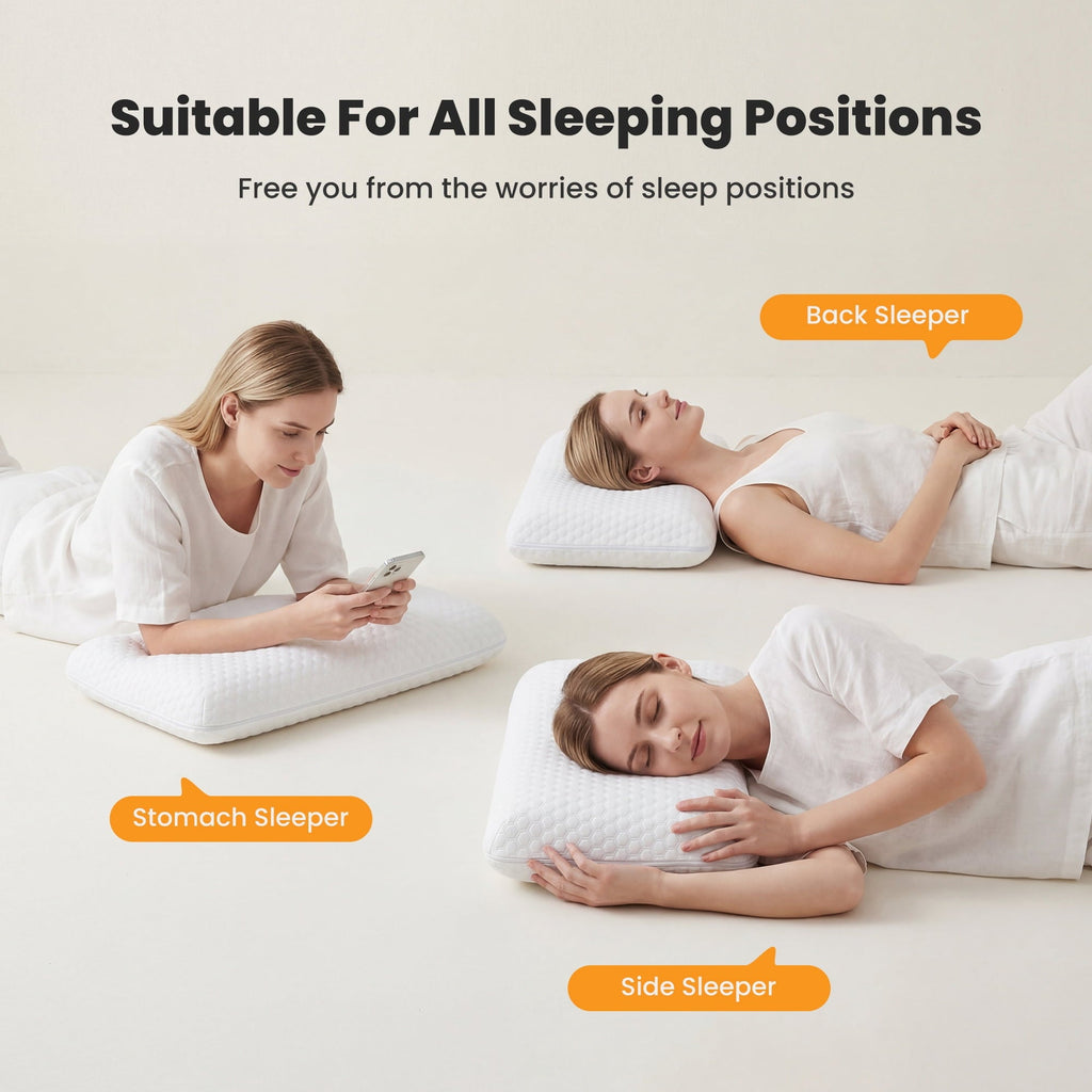 Decorative Plump Memory Foam Pillow for Sleeping, Gel Cooling Bed Pillow with Breathable Mesh and Washable Cover for Back and Side Sle... - Decorative Throw Pillow Cushion for Sofa & Bed Detail
