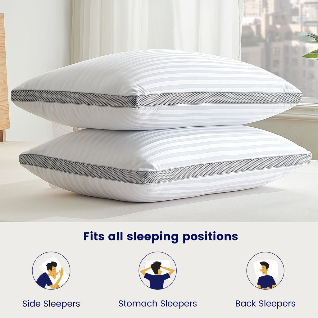 Fluffy Shredded Bed Pillows for Sleeping, Queen Size Set of 2, Sandwich Mesh with Breathable Sides, Premium Medium pillows for Back, ... - Hotel Quality Plush Sleeping Pillows Detail