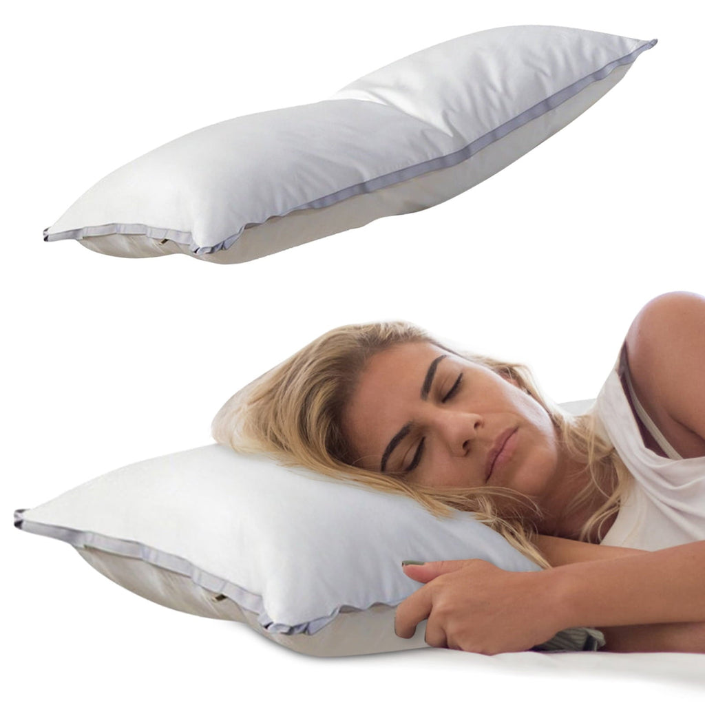 Hotel Collection Extra Flat Soft Thin Pillows Queen Size, Bed Pillow with Full Cotton Filling for Side Back Stomach Sleepers, 20x30 In... - Decorative Throw Pillow Cushion for Sofa & Bed Detail