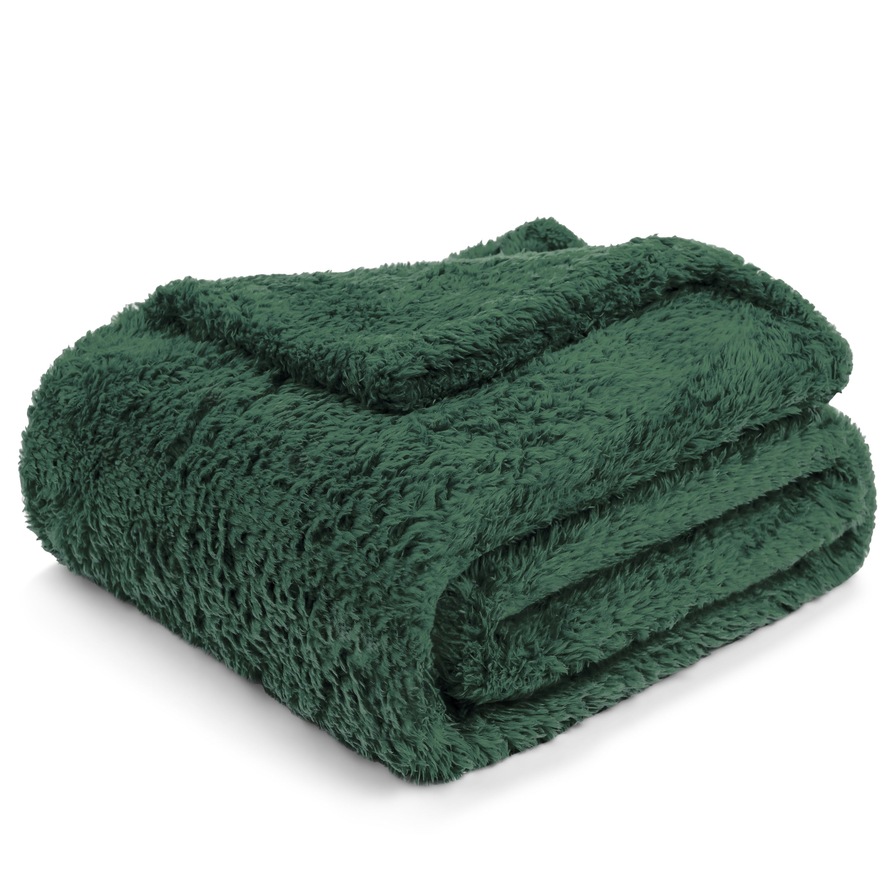 Super Soft Flannel Sherpa Throw Blanket For Couch Sofa, Emerald Green Fluffy Warm Plush Blanket for Bed, Cozy Super Soft Lightweight Thr... - Super Soft Reversible Sherpa Flannel Blanket Detail