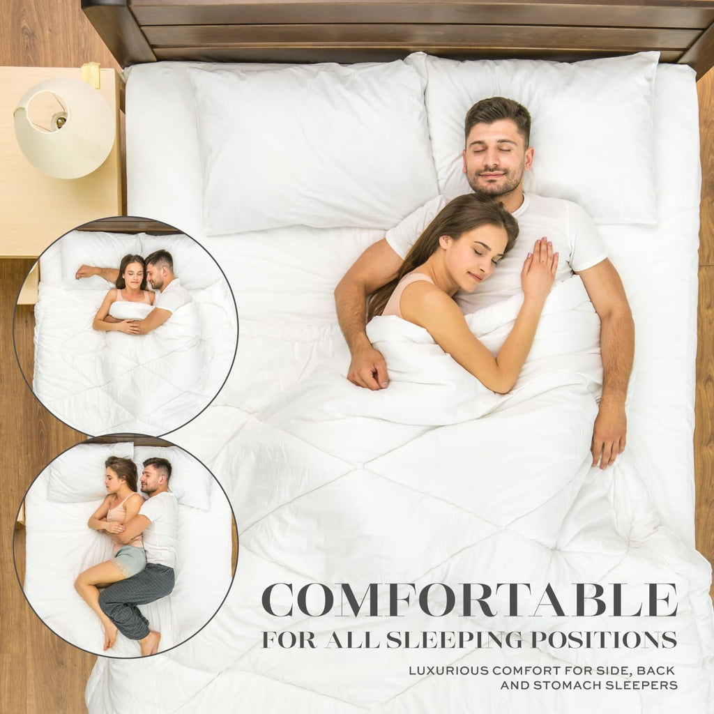 Ergonomic Memory Foam Bed Pillows for Sleeping 2 Pc Set, Queen Size Pillow Side Sleeper Set, Down Alternative Luxury Hotel Soft Pillow 28x2... - Hotel Quality Plush Sleeping Pillows Detail