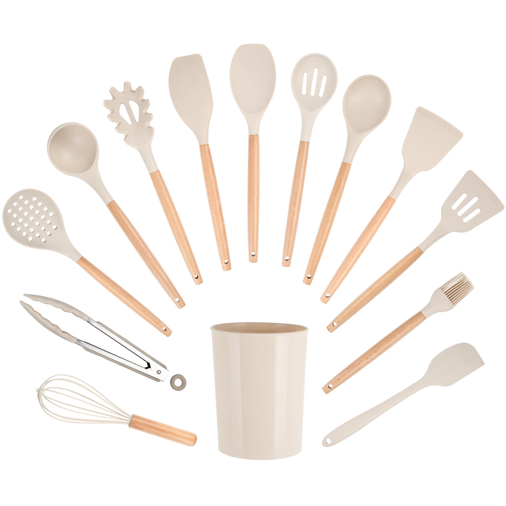 Non-Stick Safe 14pcs Cooking Utensil Set with Caddy - Premium Stainless Steel Cooking Utensil for Non-Stick Pots Detail