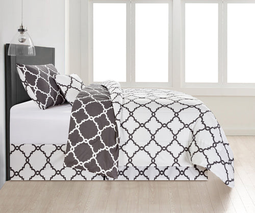 All-Season 4 Piece Geometric Twin Comforter Set - Polyester Filling Reversible Washable Comforter Set - Hypoallergenic Ultra-Fluffy Quilt for Winter Detail
