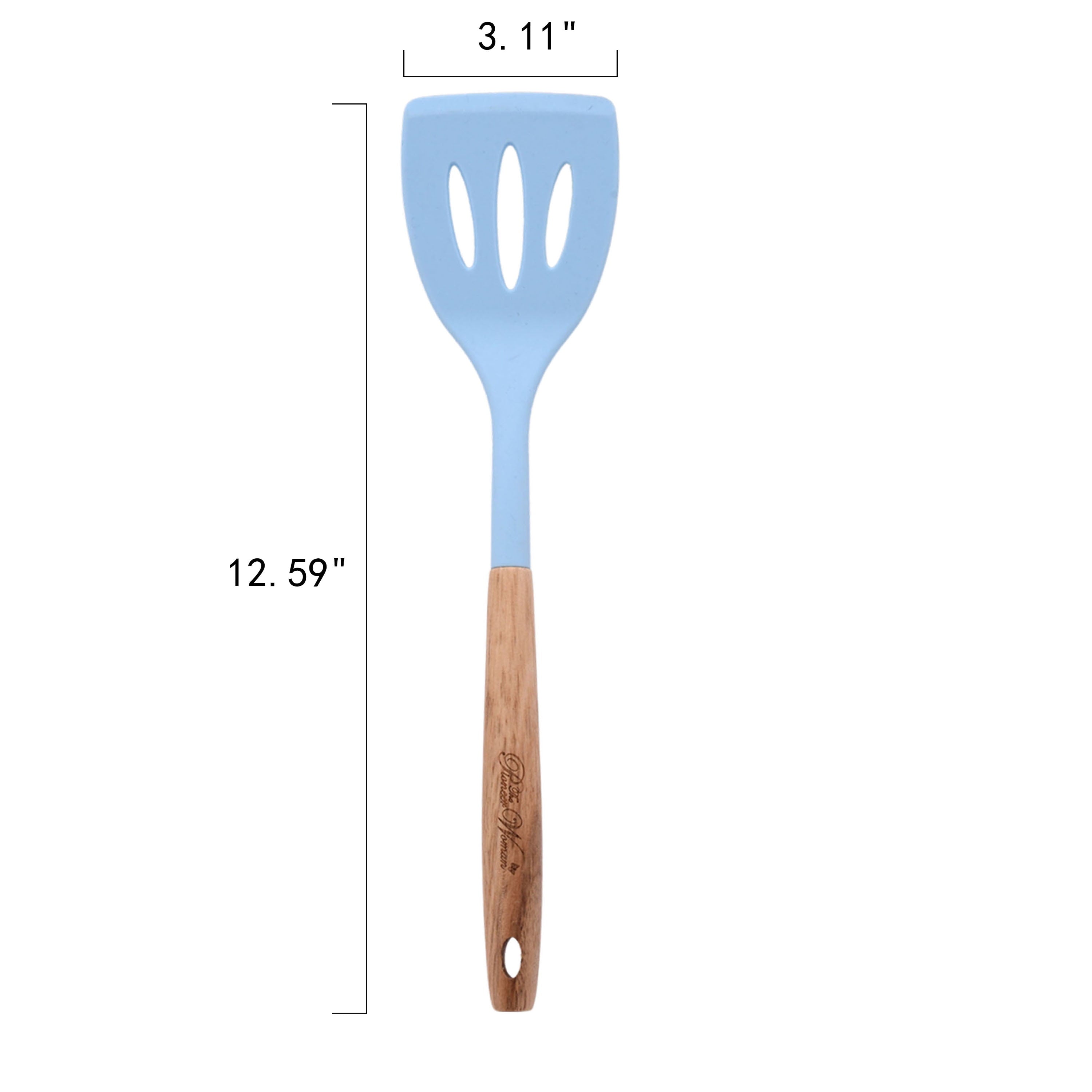 High-Precision 10-Piece Silicone and Acacia Wood Handle Cooking Utensils Set, Blue - Professional Kitchen Tool for Culinary Enthusiasts Detail