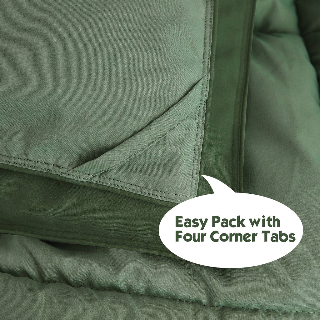 Heavyweight Warmth Light Weight Down Alternative Comforter Set, Queen, Green, Reversible - All-Season Down Alternative Comforter Insert Detail