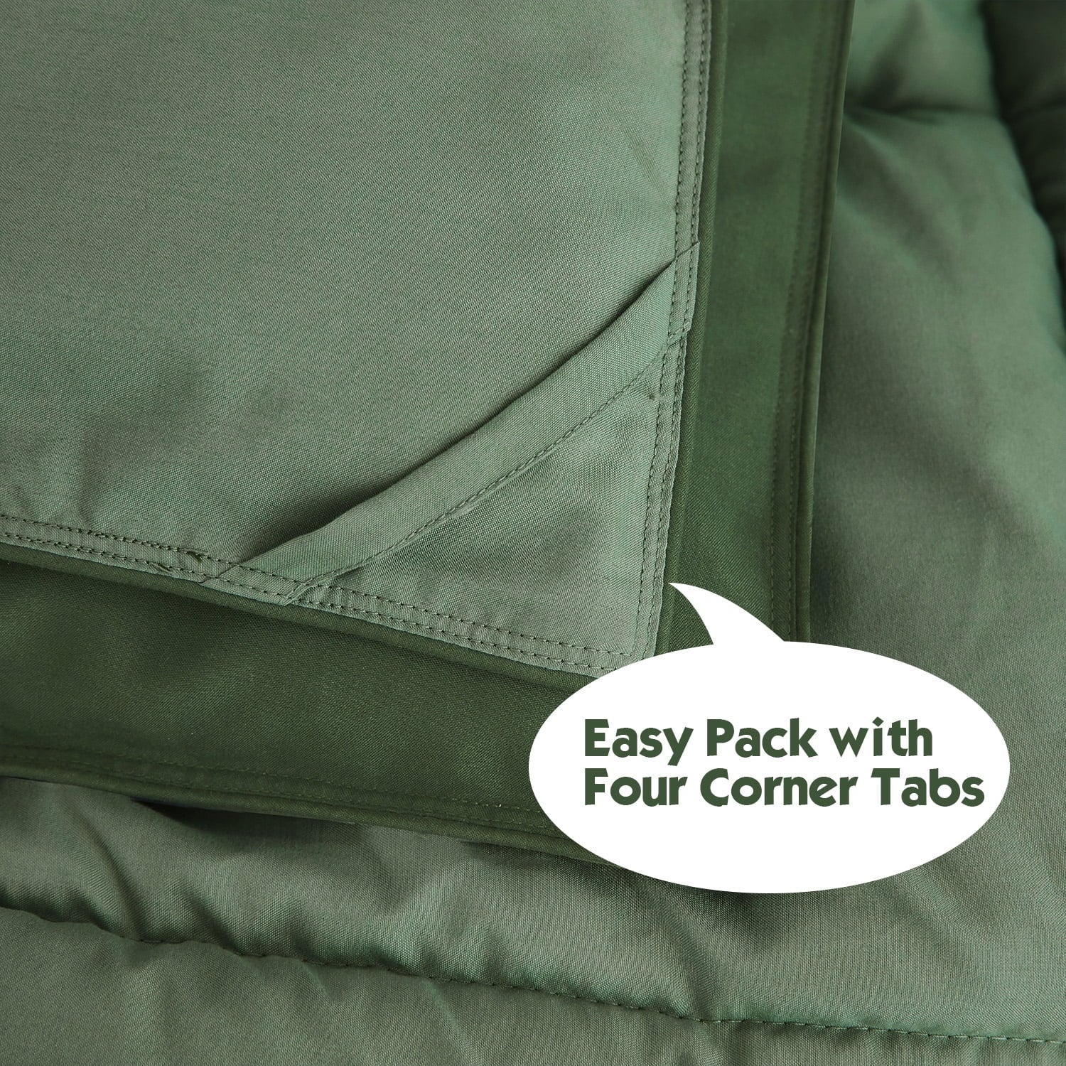 Heavyweight Warmth Light Weight Down Alternative Comforter Set, Queen, Green, Reversible - All-Season Down Alternative Comforter Insert Detail