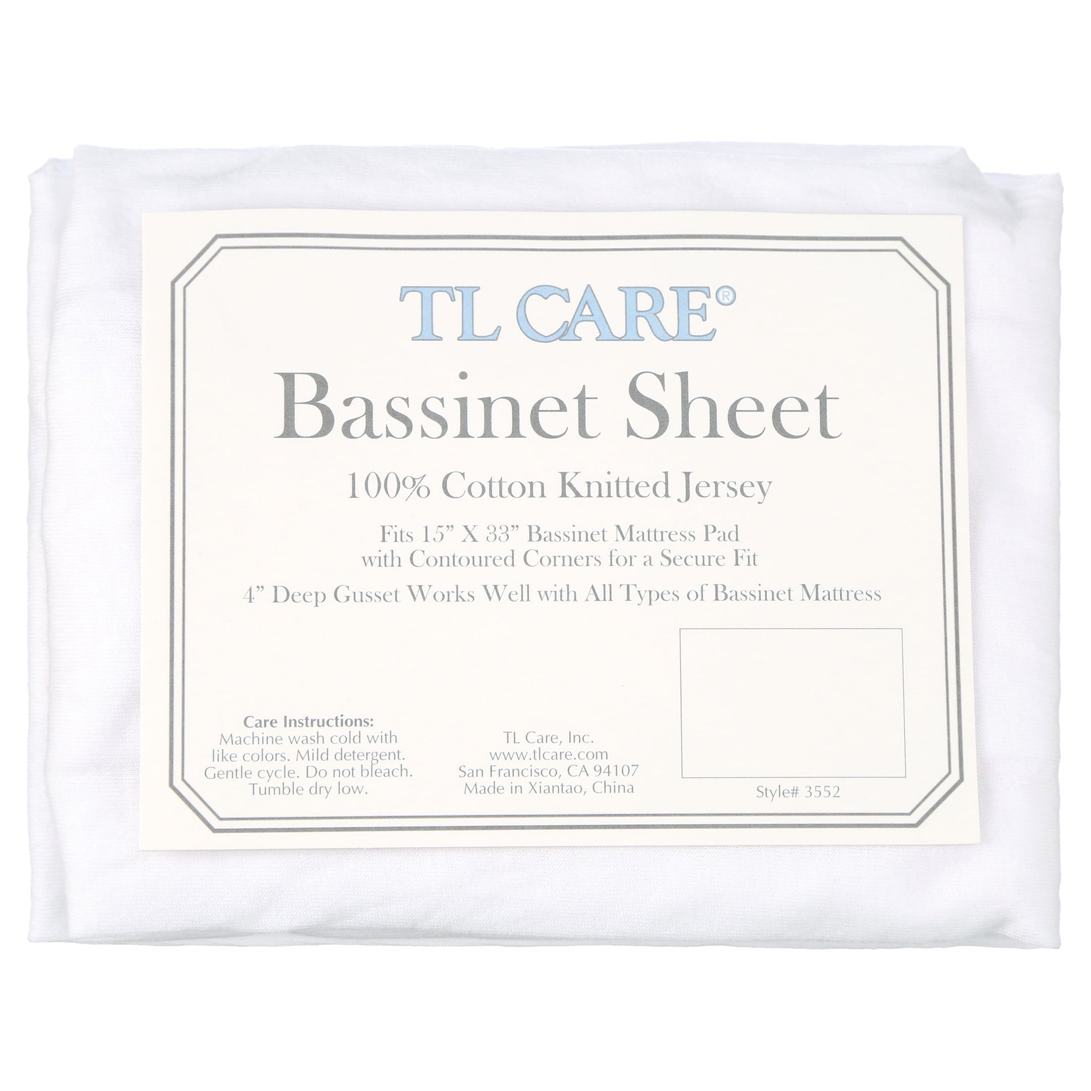 Premium Egyptian Cotton TL Care 100% Natural Breathable Cotton Jersey Knit Fitted Bassinet Sheet, White, 15" x 33", Soft Breathable, for Boys... - Breathable Egyptian Cotton Flat & Fitted Sheets Detail