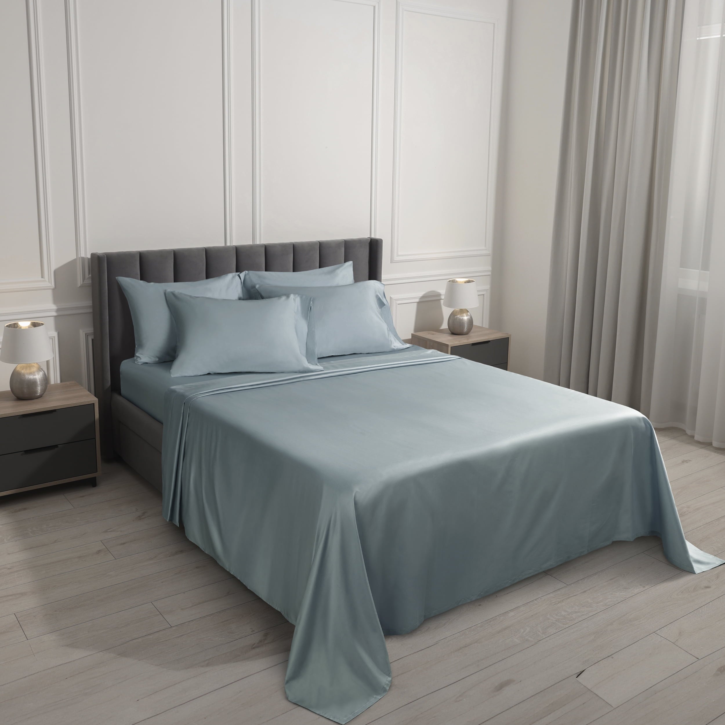Breathable Luxury 6-Piece 800 Thread Count Lead Cotton Rich Adult Bed Sheet Set, King - Deep Pocket - Breathable Egyptian Cotton Flat & Fitted Sheets Detail