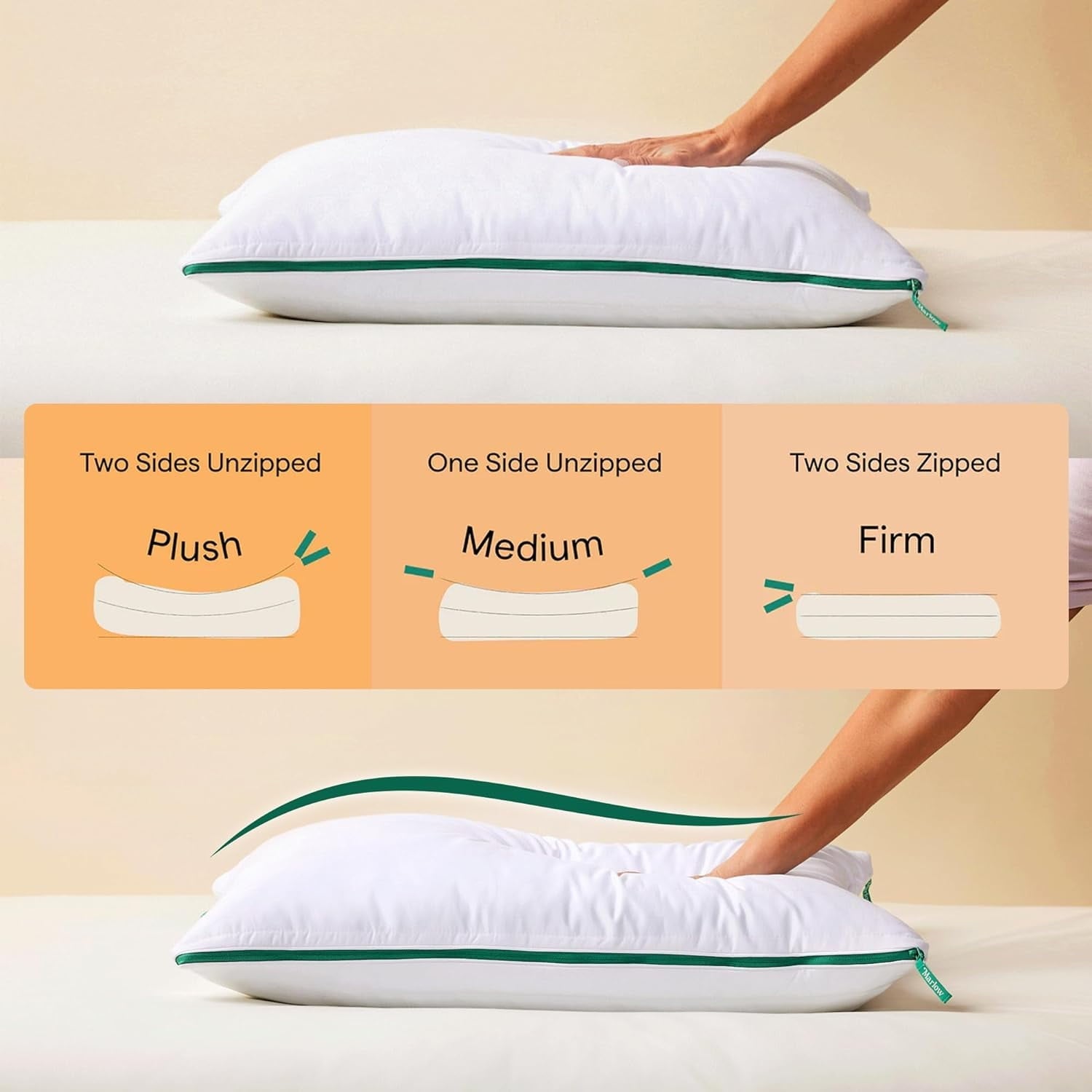 Fluffy Shredded Marlow Adjustable Memory Foam Bed Pillow - Neck and Back Support For Side, Back and Stomach Sleepers - Standard/Queen... - Orthopedic Shredded Foam Bed Pillow Set Detail