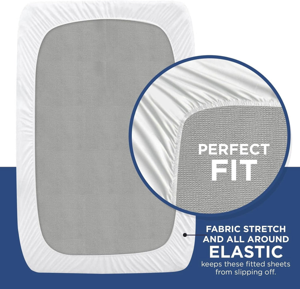 Cooling Sateen 2 Pack Fitted Hospital Bed Sheets with Elastic All Around for a Perfect Fit - Cotton Rich Soft Knitted Jersey Sheet, ... - Luxury Bed Sheet Set with Deep Pockets Detail