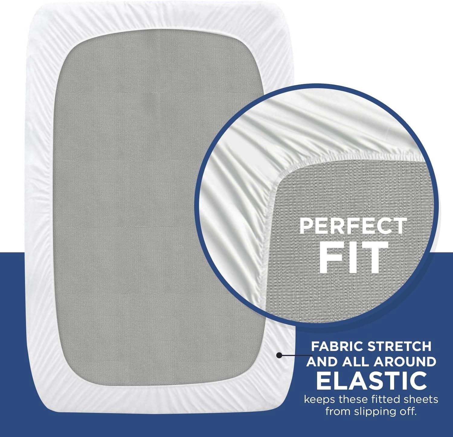 Cooling Sateen 2 Pack Fitted Hospital Bed Sheets with Elastic All Around for a Perfect Fit - Cotton Rich Soft Knitted Jersey Sheet, ... - Luxury Bed Sheet Set with Deep Pockets Detail
