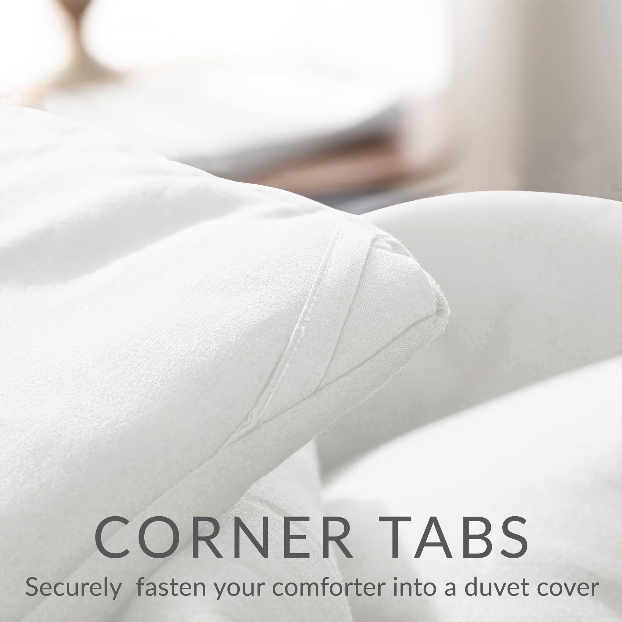 All-Season Queen Comforter Set White, 3-Piece Solid Comforter Duvet Insert with Corner Tabs, Lightweight Bedding Down Alternativ... - All-Season Down Alternative Comforter Insert Detail