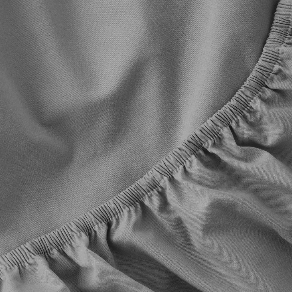 Wrinkle-Resistant Solid Soothing-Gray Cotton Blend Fitted Sheet, Twin/Twin XL - Premium Ultra-Soft Pillowcase Pair for Sleeping Detail