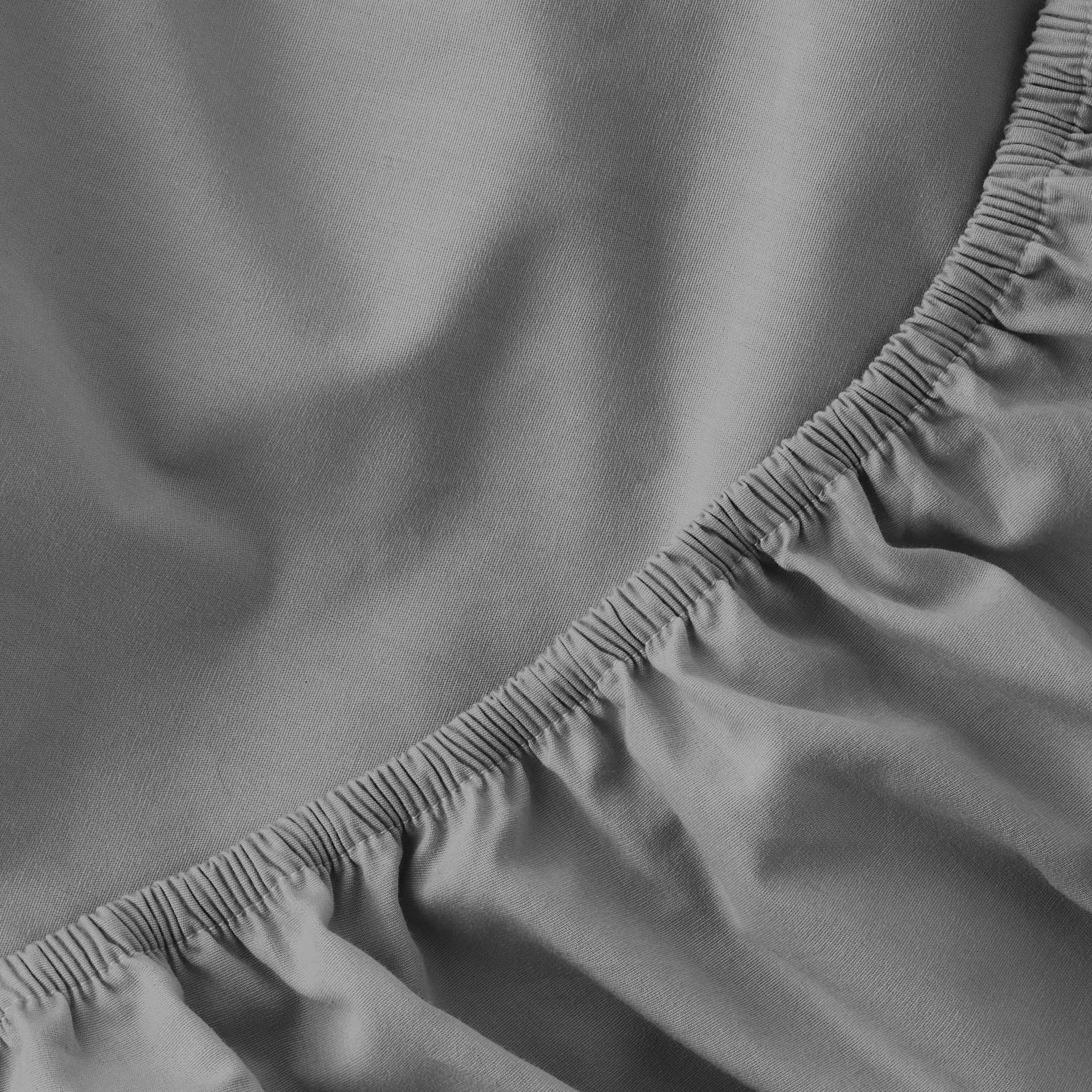 Wrinkle-Resistant Solid Soothing-Gray Cotton Blend Fitted Sheet, Twin/Twin XL - Premium Ultra-Soft Pillowcase Pair for Sleeping Detail