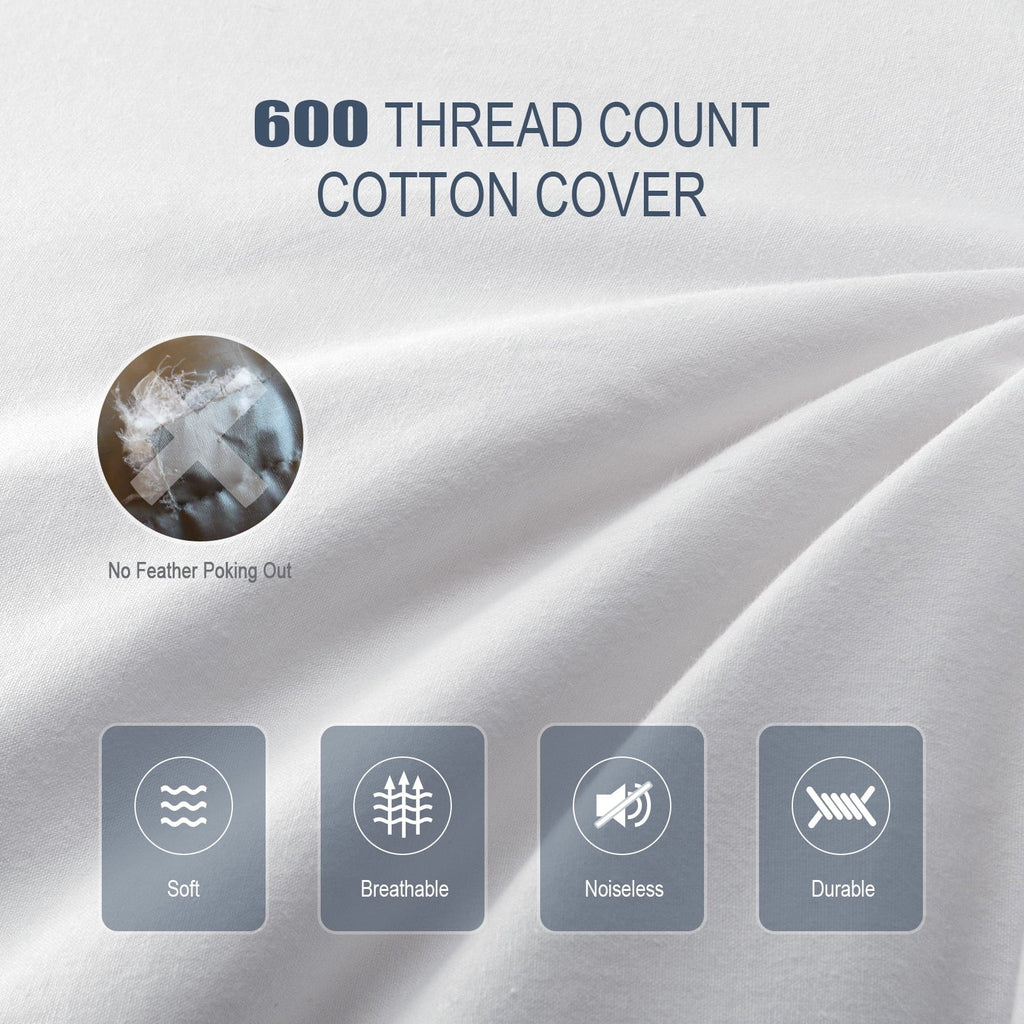 Orthopedic Support Goose Feather & Down Pillow King Size 20"x36" – Hotel Quality Bed Pillow for Sleeping, 100% Organic Cotton Cover, Hyp... - Ergonomic Memory Foam Pillow for Neck Pain Support Detail