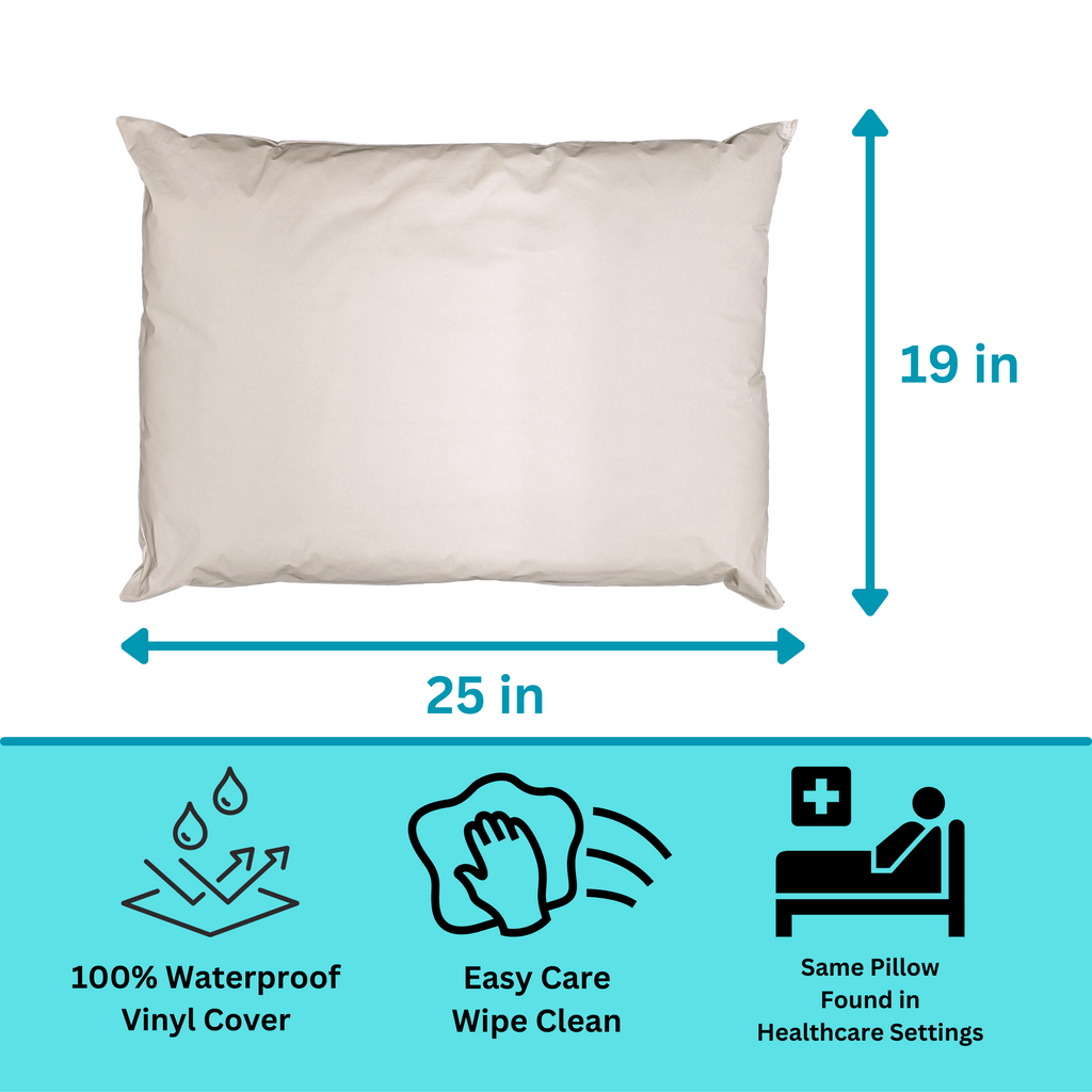 Hotel Collection 2 Pack Vinyl Covered Medical Bed Pillows 19 in x 25 in | Wipeable Easy Clean | Fluid Stain Resistant - Decorative Throw Pillow Cushion for Sofa & Bed Detail