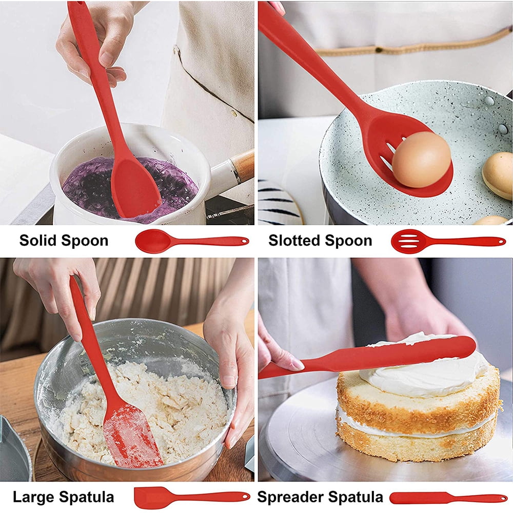 Non-Stick Safe 14 Pcs Cooking Utensils Set with Holder, Heat Resistant Silicone Kitchen Cookware Utensils Set, Kitchen Cooking Tools... - Ergonomic Kitchen Tongs and Cooking Spoon Utensil Detail
