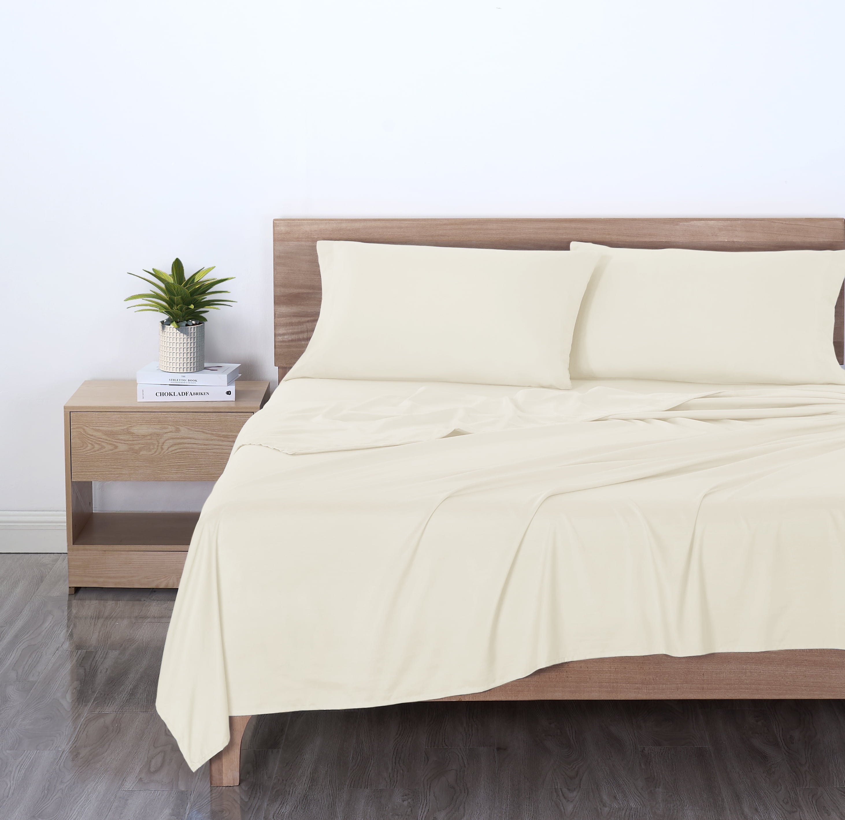 Premium Egyptian Cotton Basic Value Microfiber Bed Sheet Set, Vanilla Dream, Full, 4 Piece - Cooling Hotel Quality Bedding Sheets and Pillowcases Detail