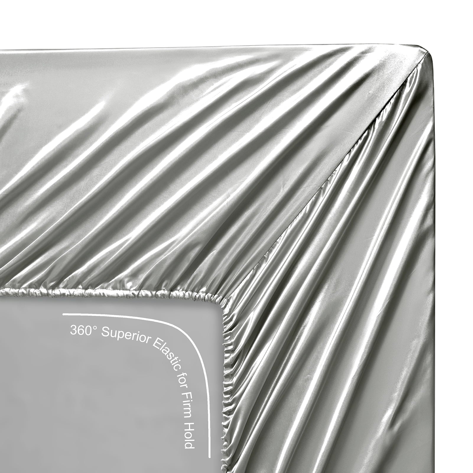 Ultra-Soft Luxury Satin Sheets Set Full Size Light Gray, 4-Piece Bedding Sets with Deep Pockets - Soft and Smooth Satin Bed Shee... - Breathable Egyptian Cotton Flat & Fitted Sheets Detail