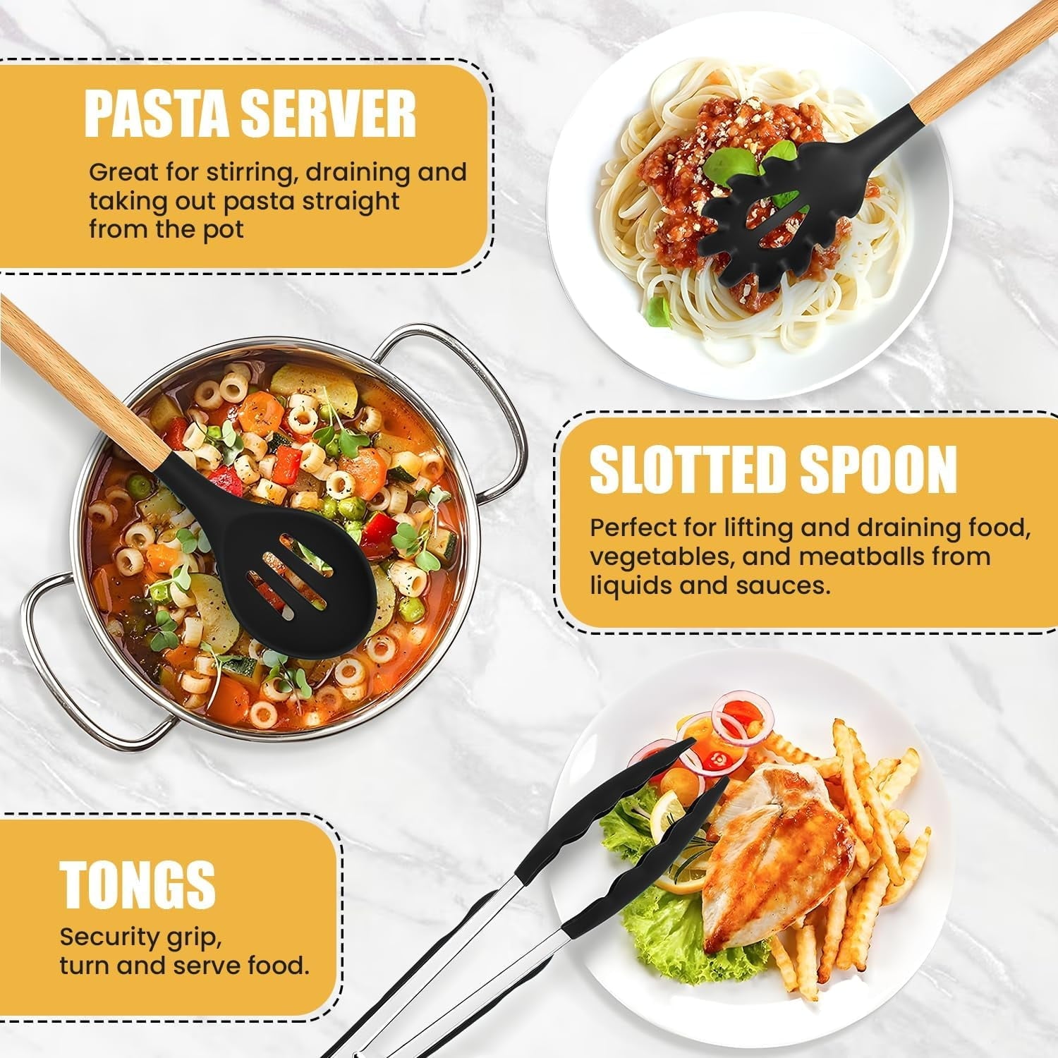 Professional Grade Kitchen Utensils Set- 19 Pcs Silicone Cooking Utensils Set for Nonstick Cookware-Silicone Spatulas Set, Kitchen Gadge... - Professional Kitchen Tool for Culinary Enthusiasts Detail