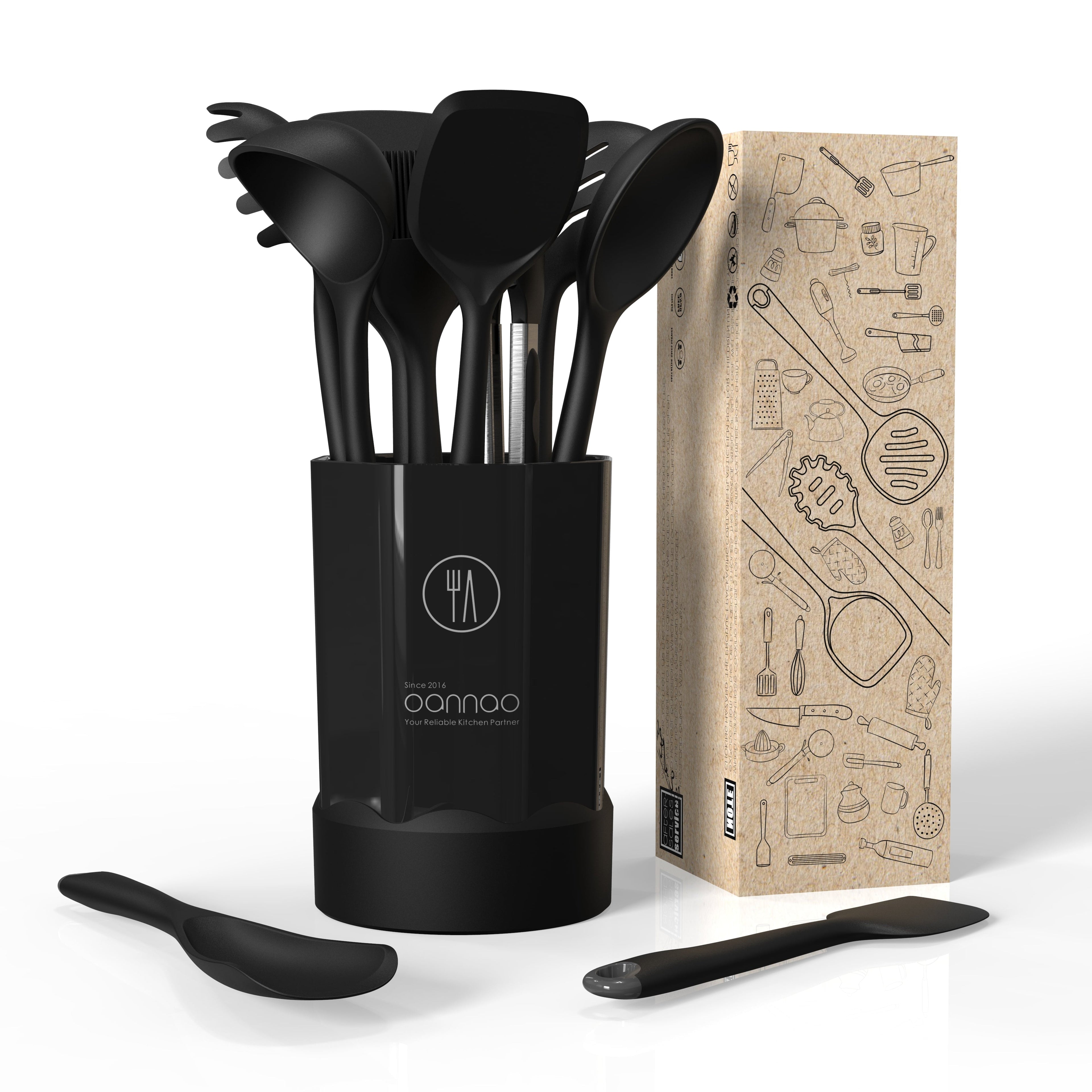 Seamless One-Piece Silicone Kitchen Utensils Set, 600°F Heat Resistant Silicone Cooking Utensils, Spatula, Spoon, Whisk, Tongs, Kitchen ... - Heat-Resistant Silicone Cooking Spatula Turner Detail