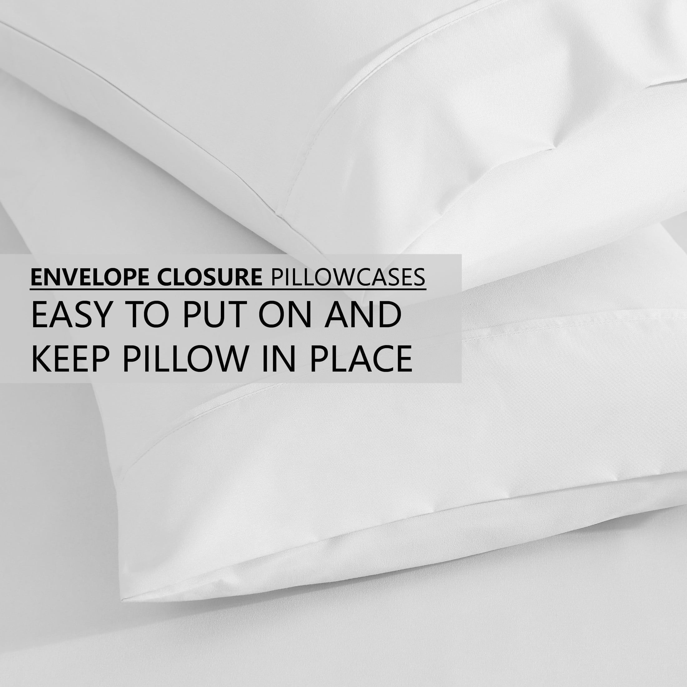 Premium Egyptian Cotton Queen Size 6 Piece Bed Sheet Set White - Ultra Soft Microfiber Deep Pocket Wrinkle Free - Premium Ultra-Soft Pillowcase Pair for Sleeping Detail
