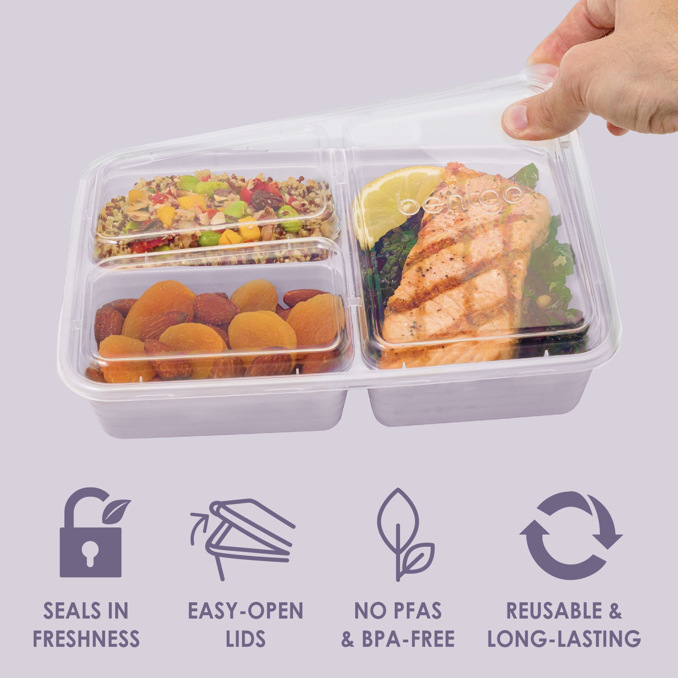 Sweet Treat Shaped 3-Compartment Meal Containers with Lids, PFAS & BPA Free Materials, Durable, Microwave, Freezer, & D... - Fun Food Fidget Cookie Squishable Toy Detail