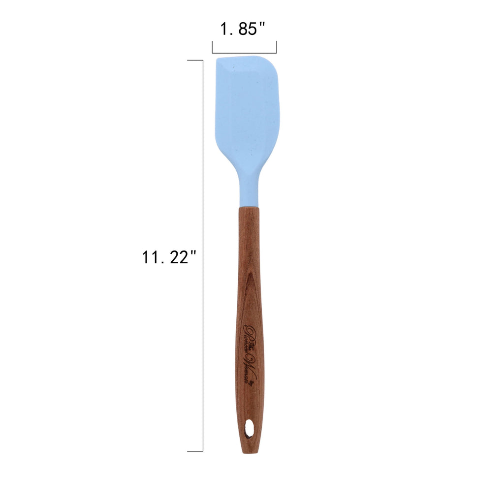High-Precision 10-Piece Silicone and Acacia Wood Handle Cooking Utensils Set, Blue - Professional Kitchen Tool for Culinary Enthusiasts Detail