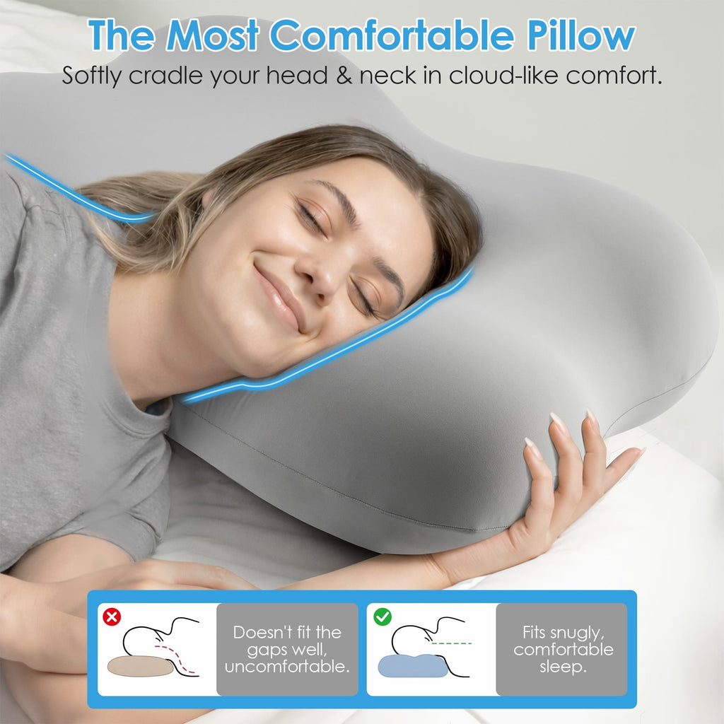 Orthopedic Support Cervical Pillow Orthopedic Cervical Pillow for Neck Pain Relief, Memory Foam Bed Pillow with Pillowcase, Contour Bed ... - Orthopedic Shredded Foam Bed Pillow Set Detail