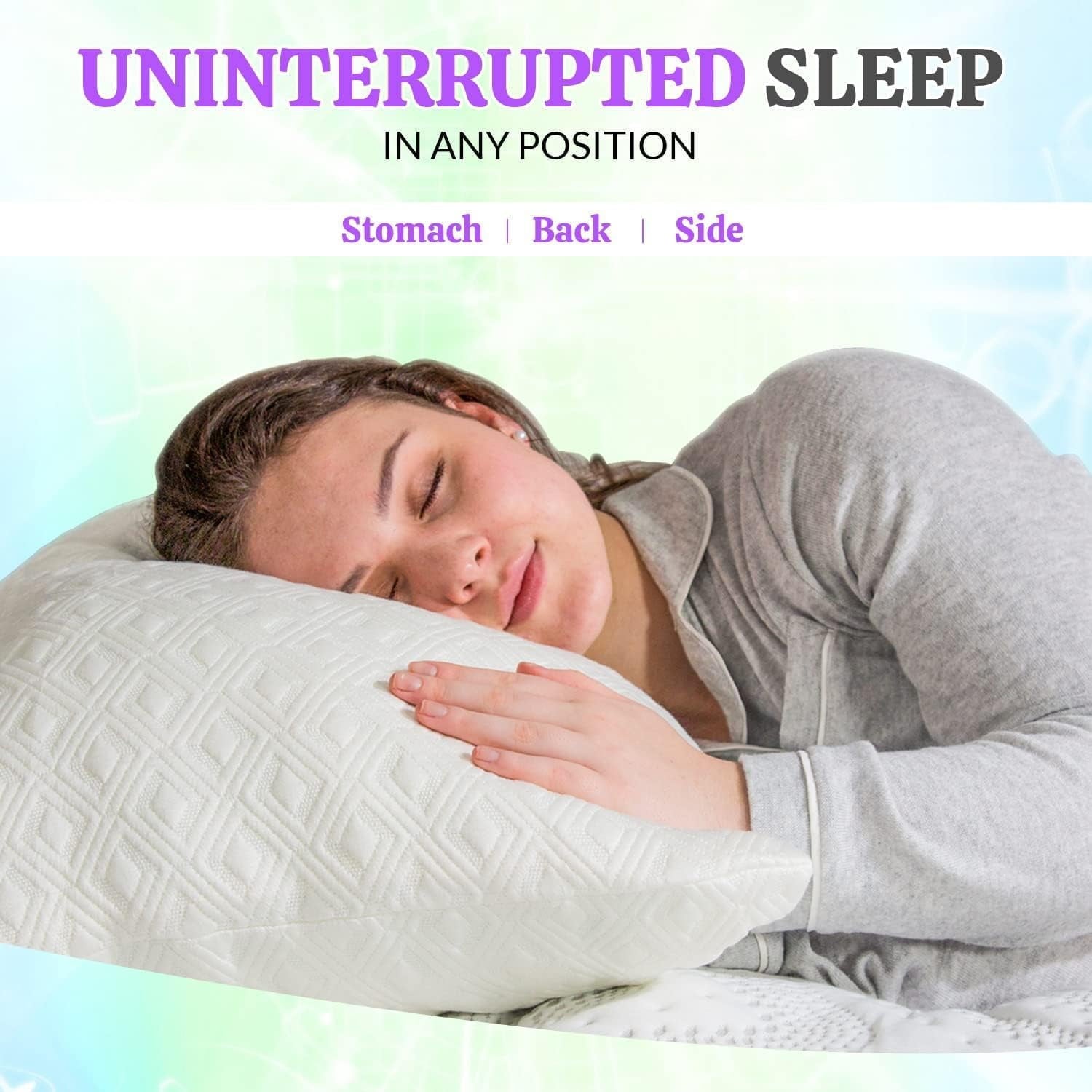 Hotel Collection King Size Bamboo Pillow, Memory Foam Bed Pillows with Washable Pillowcases, King - Decorative Throw Pillow Cushion for Sofa & Bed Detail