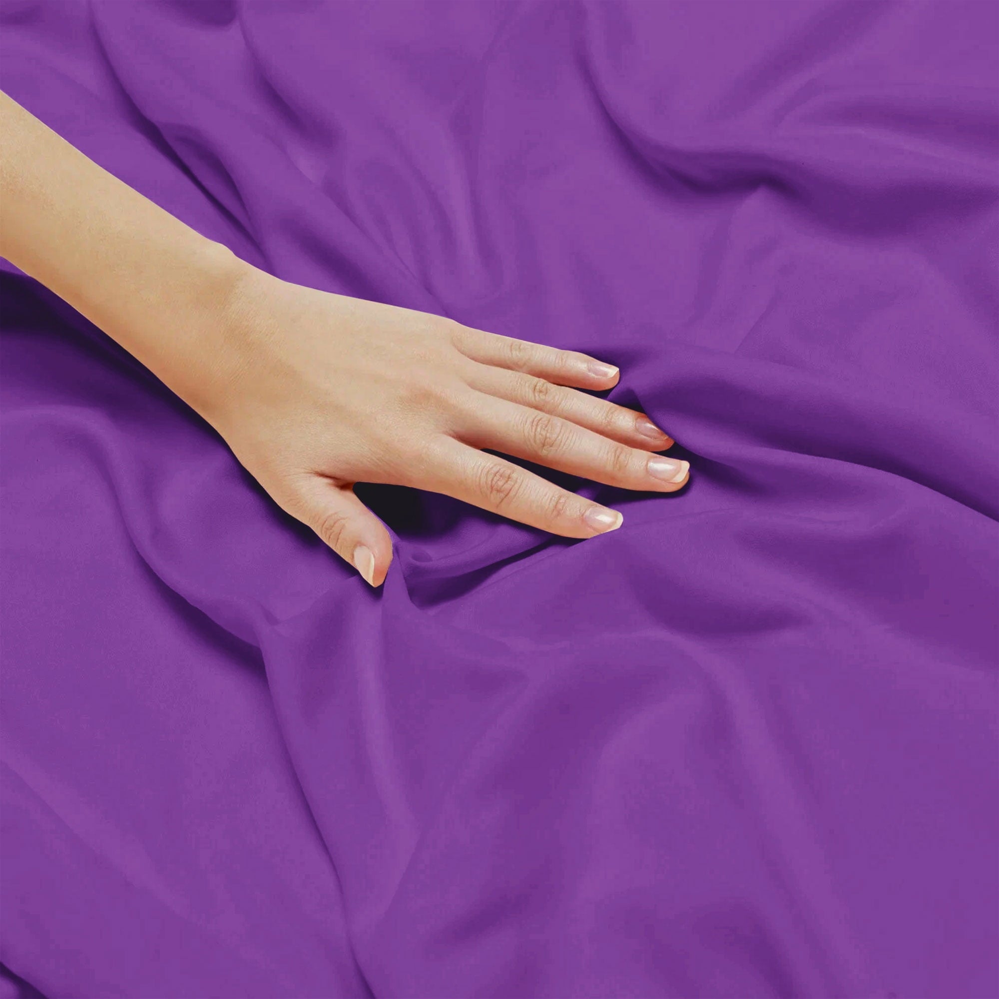 Cooling Sateen King Bed Sheets - 16 Inch Deep Pocket 6 Piece Microfiber Bedding Sheets & Pillowcase Sets - Purple - Luxury Bed Sheet Set with Deep Pockets Detail