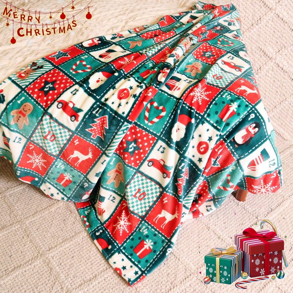 Decorative Knitted Cozy Blanket Printed Blanket Throw Christmas Blanket - 300 GSM Fleece Blanket Throw Size Blanket for Home Decoration,... - Luxury Knitted Decorative Throw Blanket with Fringes Detail