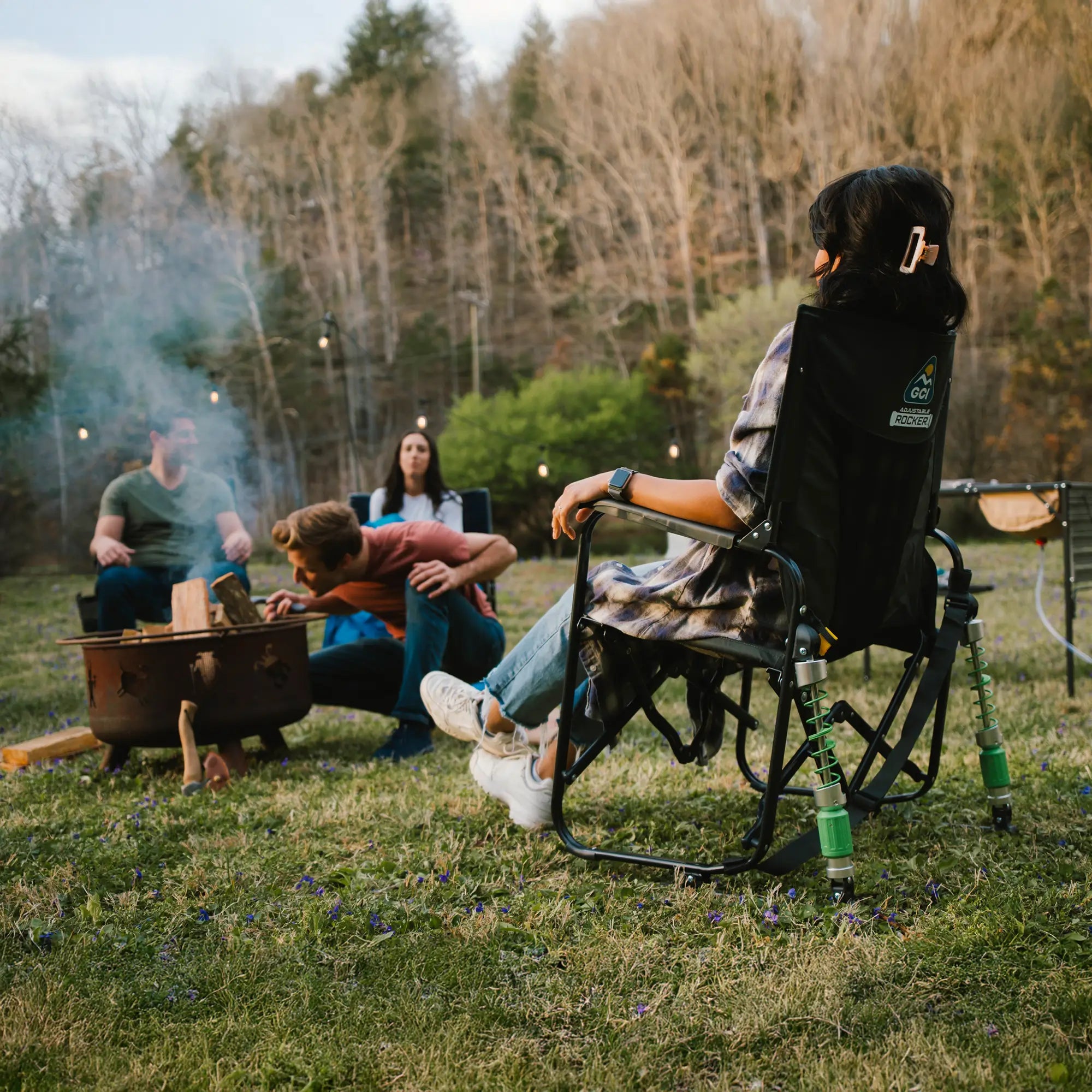 Luxury Camp Adjustable Rocker - Choice 573 - Heavy-Duty Kickback Rocker with Beverage Holder Detail