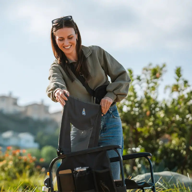 Luxury Camp Adjustable Rocker - Choice 573 - Heavy-Duty Kickback Rocker with Beverage Holder Detail