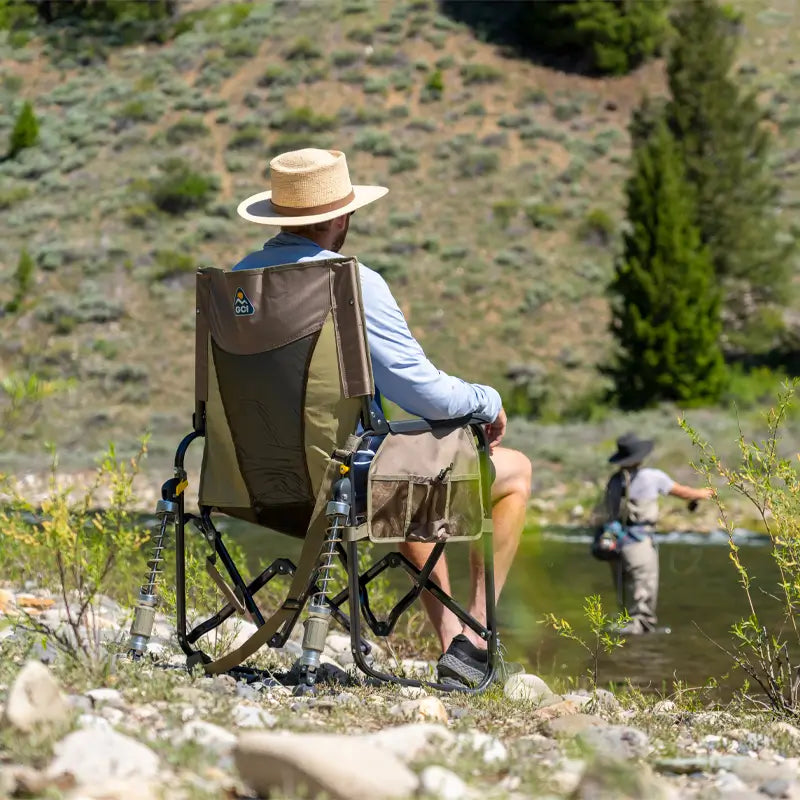 Luxury Camp Adjustable Rocker - Choice 573 - Heavy-Duty Kickback Rocker with Beverage Holder Detail