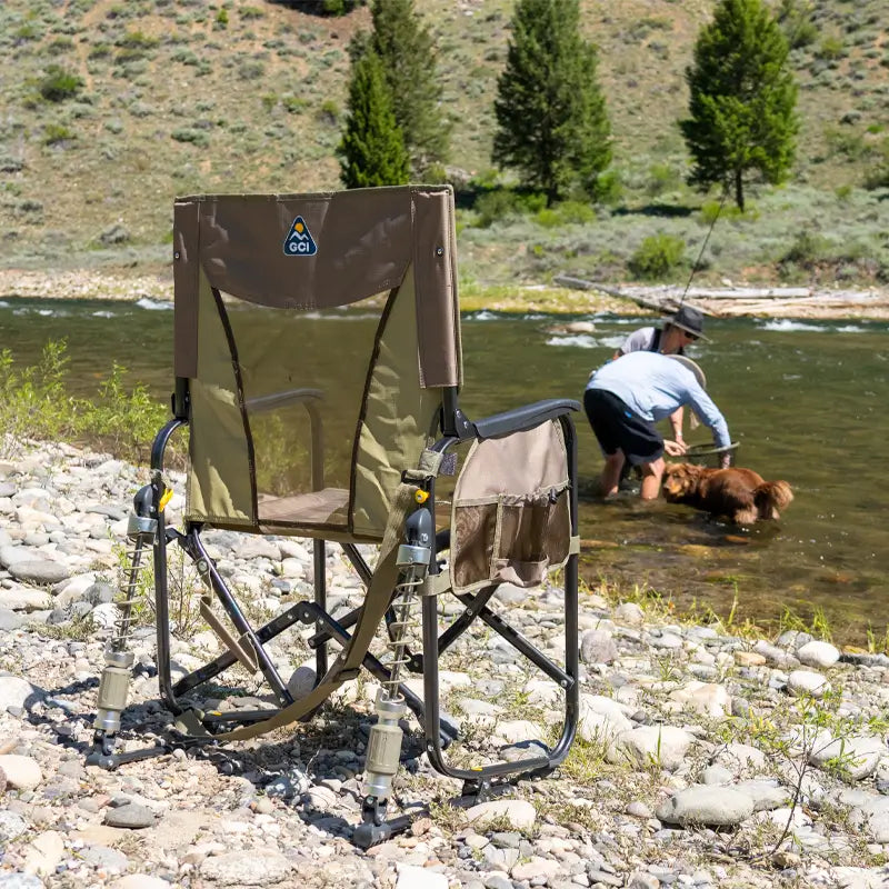 Luxury Camp Adjustable Rocker - Choice 573 - Heavy-Duty Kickback Rocker with Beverage Holder Detail