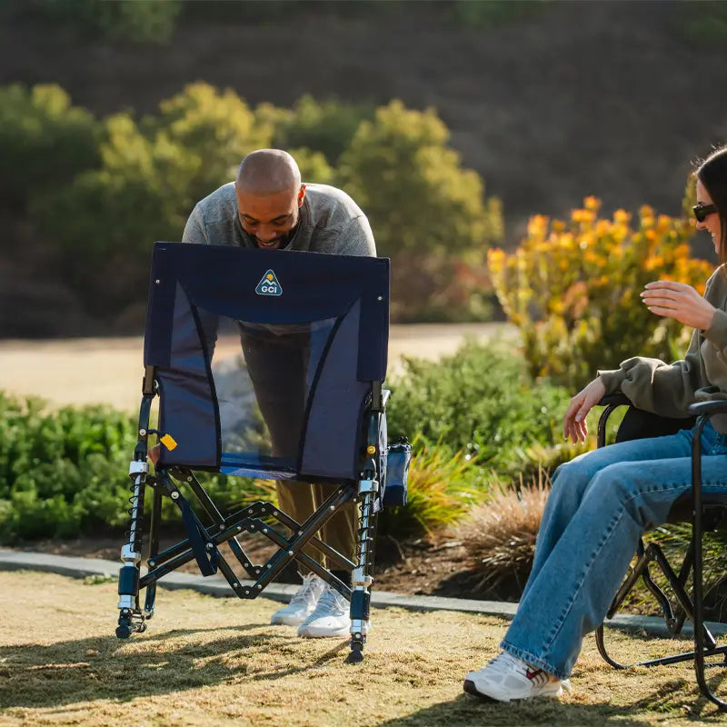 Luxury Camp Adjustable Rocker - Choice 573 - Heavy-Duty Kickback Rocker with Beverage Holder Detail
