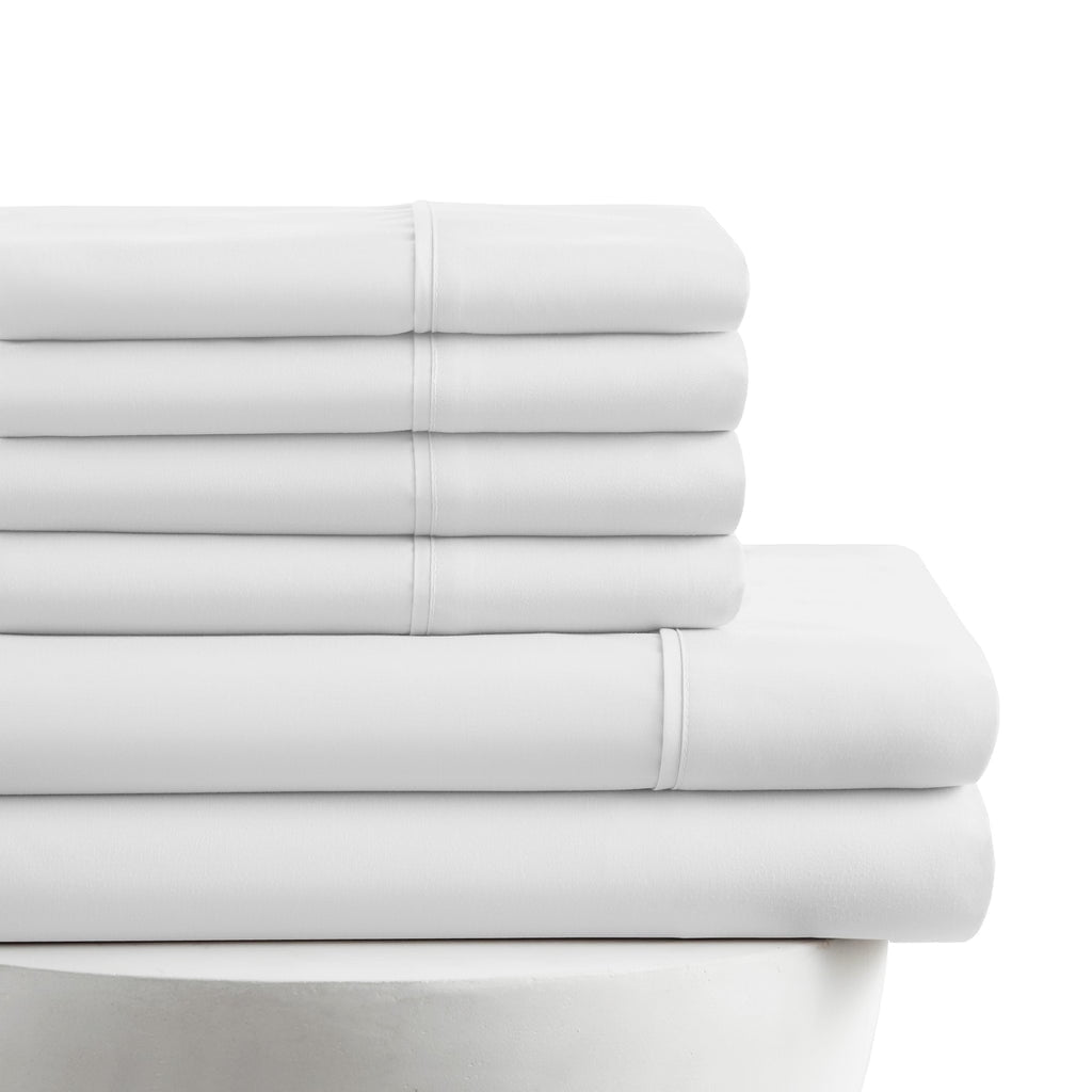 Premium Egyptian Cotton Queen Size 6 Piece Bed Sheet Set White - Ultra Soft Microfiber Deep Pocket Wrinkle Free - Premium Ultra-Soft Pillowcase Pair for Sleeping - Default Title