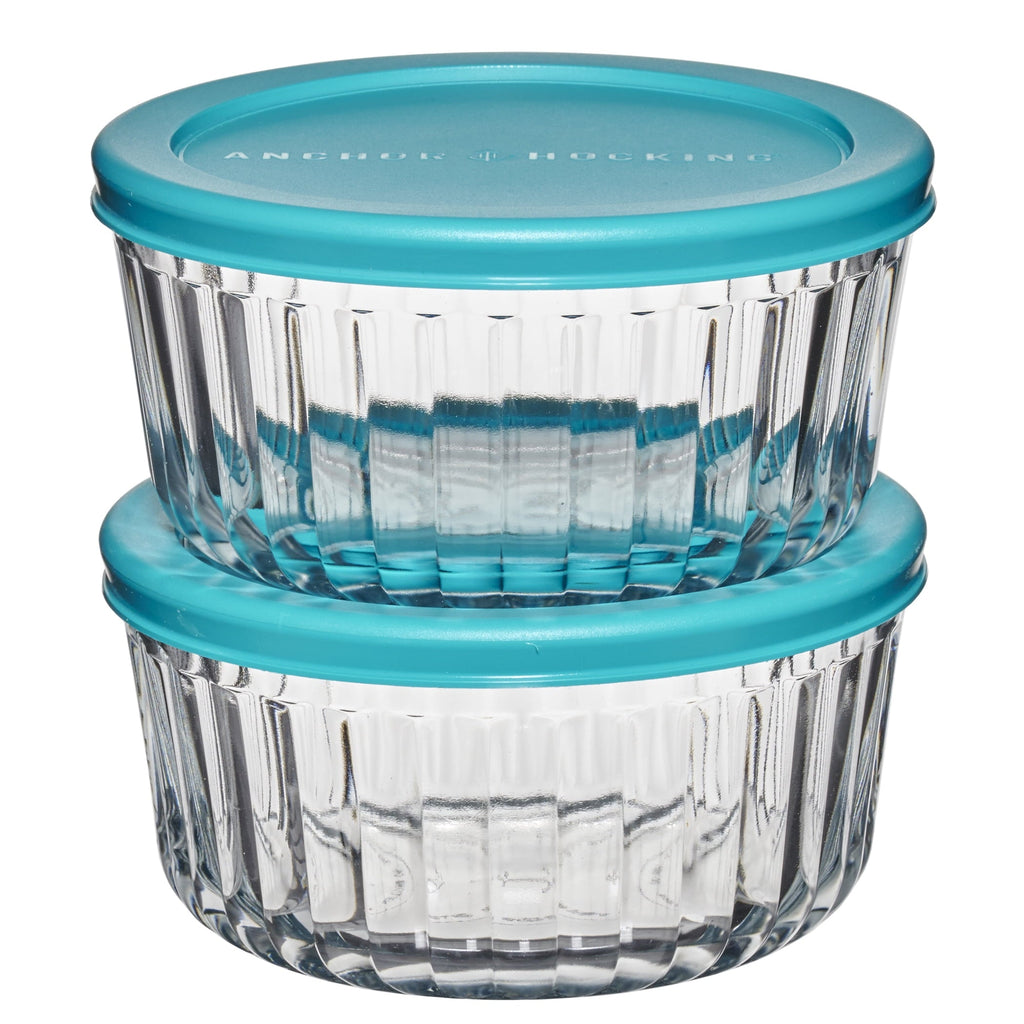 Fun Food Fidget Glass Food Storage Container with Lids, 4 Cup Round, Set of 2 - Squishy Dohnut Sweet Treat Shaped Stress Toy - Default Title