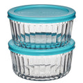 Fun Food Fidget Glass Food Storage Container with Lids, 4 Cup Round, Set of 2 - Squishy Dohnut Sweet Treat Shaped Stress Toy - Default Title