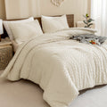 Luxurious Quilted King Size Comforter Sets Beige - 3 Pieces Cream Boho Bedding Comforter Set for King Bed - Soft Fluffy Tufted Textured... - Hypoallergenic Ultra-Fluffy Quilt for Winter - Default Title
