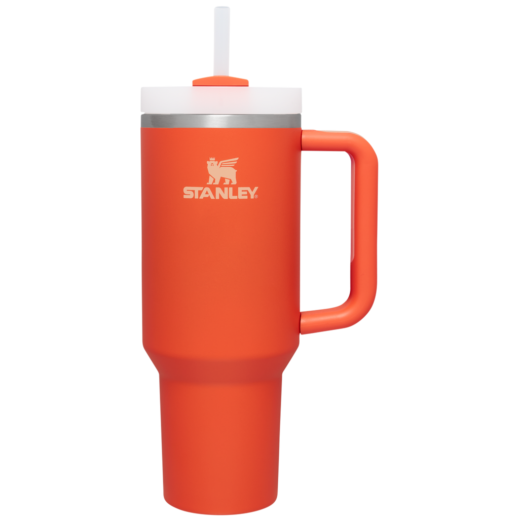 Splash-Resistant FlowState The Quencher H2.0 Flowstate Tumbler  | Stanley Create D332L - Premium Stainless Steel Straw Cup for All-Day Hydration - Tigerlily