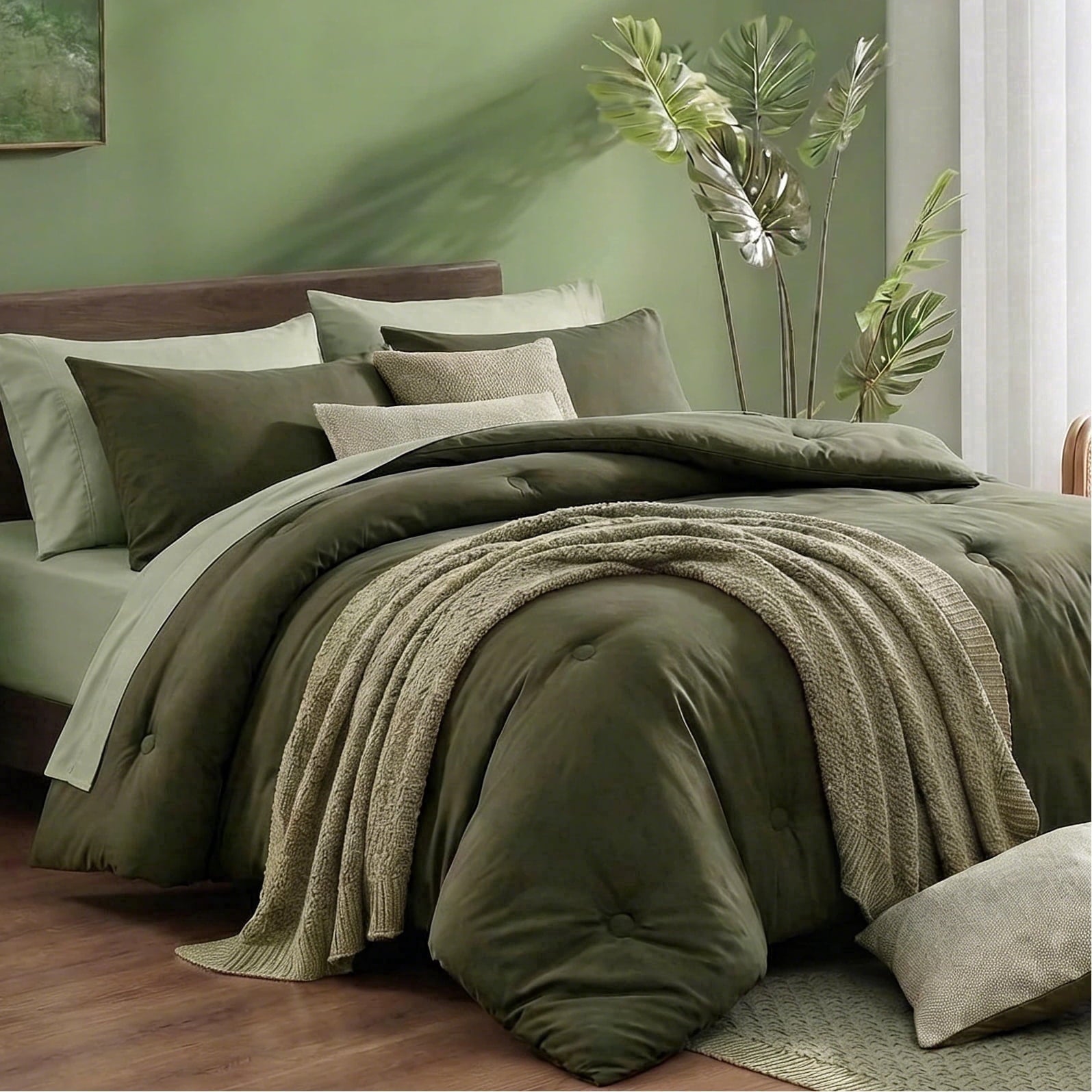 Hypoallergenic Cloud 7 Pieces Comforter Set Queen，Bed in A bag，All Seasons Bedding sets with Comforter,Fitted Sheet,Flat Sheet,Pillowcases... - All-Season Down Alternative Comforter Insert - Default Title