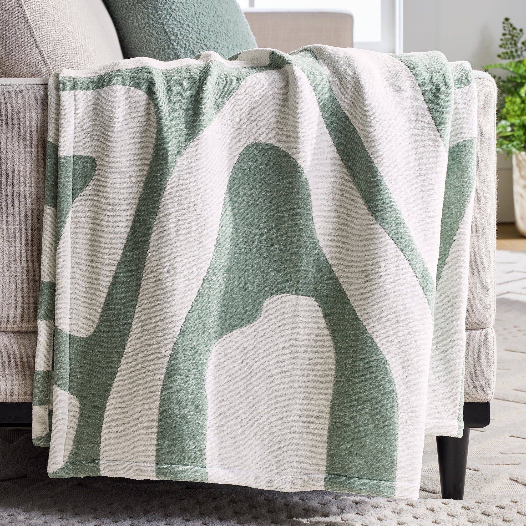 Reversible Sherpa Chenille Jacquard Soft Throw Blanket, Soft Sea - Cozy Fleece Throw Blanket for Couch & Bed - Default Title