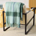 Reversible Sherpa Faux Mohair Cozy Couch Throw Blanket Green Plaid, 50x72" - Lightweight Plush Warm Blanket for All Seasons - Default Title