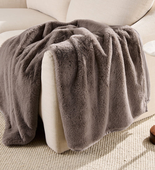 Cozy Fleece Grey Faux Fur Ultra Soft Luxury Oversized Throw Blanket 50" x 72", Grey Bisque - Super Soft Reversible Sherpa Flannel Blanket - Default Title